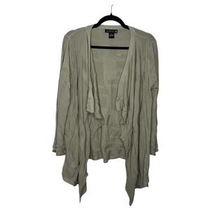 Babette Cardigan Sweater XL Beige Grey Drape Open Textured Knit Cotton Lagenlook